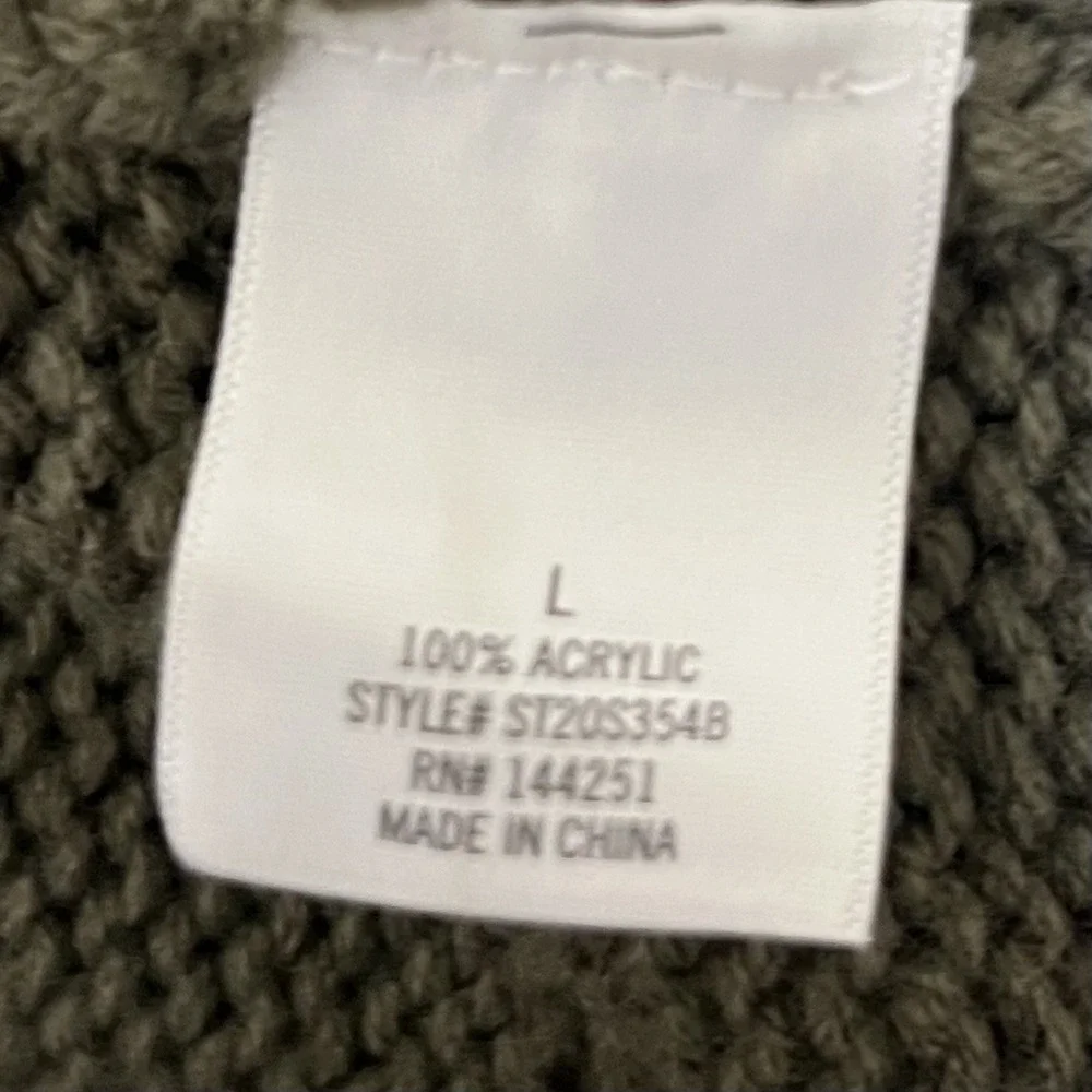 Harper Sweater‎ Cardigan Womens Large Olive Green Open Front Relaxed Francesca - Picture 8 of 12